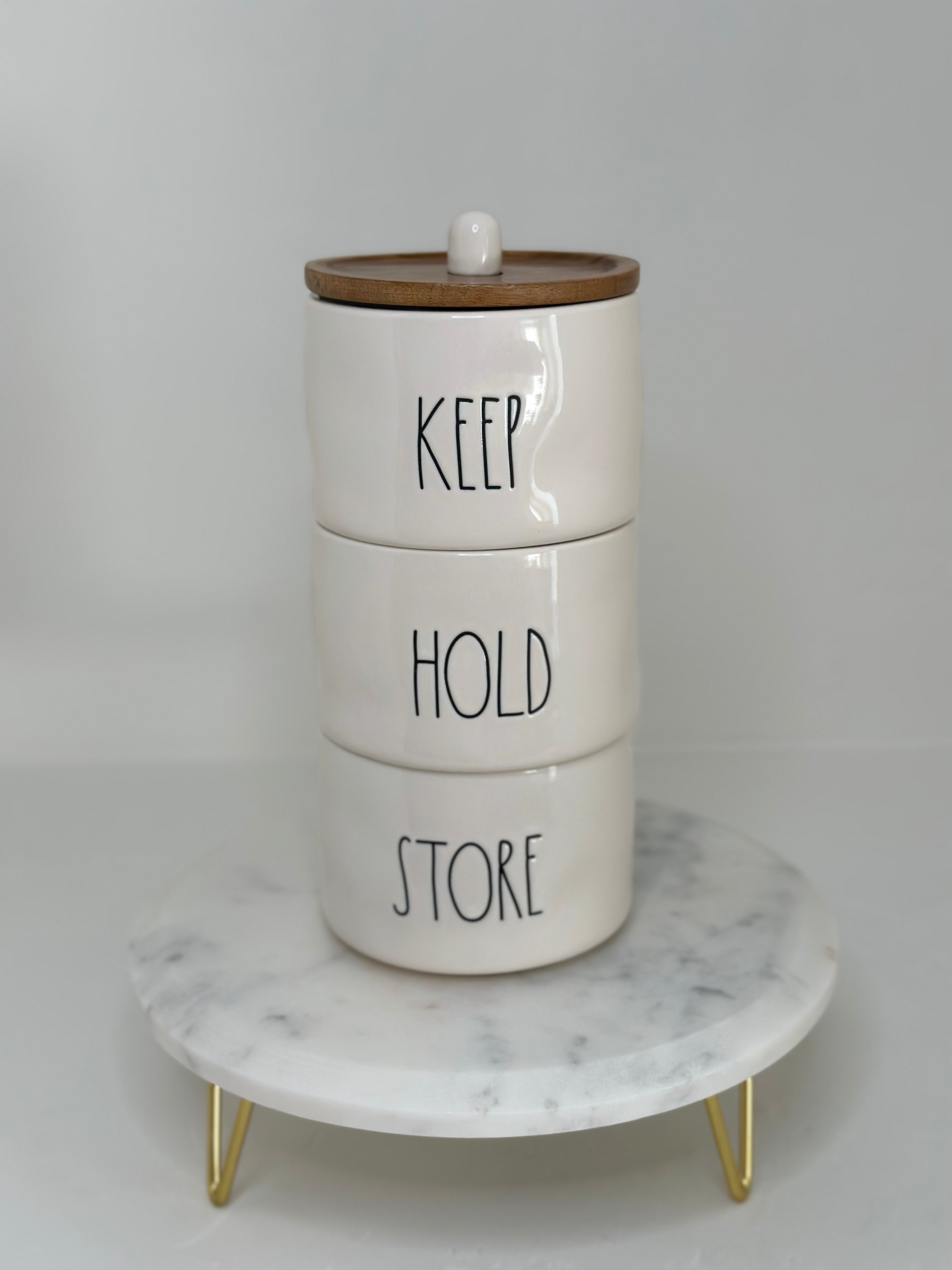 Rae Dunn Ceramic SUGAR, deals COFFEE , KEEP HOLD STORE with wood lids and ceramic knob